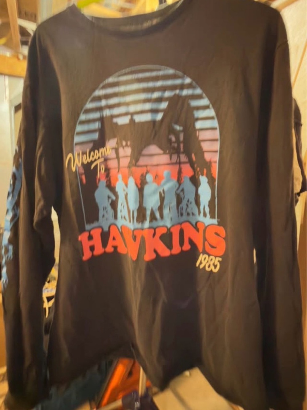 Stranger Things Black Graphic Tee - White Logo